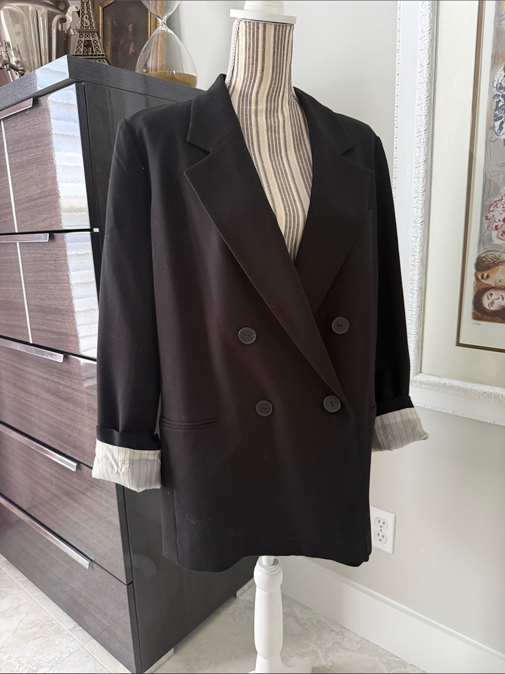 Double-Breasted Black Blazer Jacket